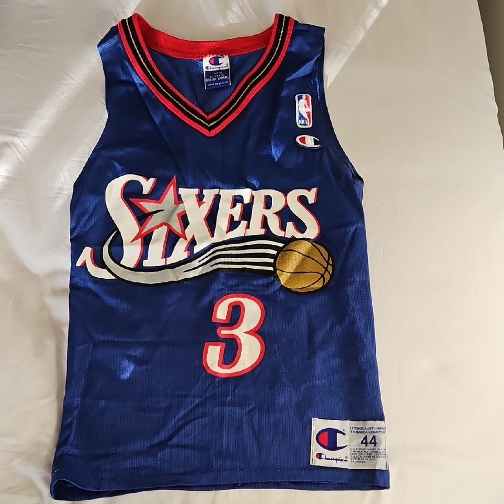 Vintage 2000s Champion Sixers Blue and Red Basketball Jersey